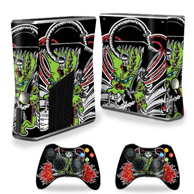 MightySkins Skin Compatible with Xbox 360 S Slim + 2 Controllers Case wrap Cover Sticker Skins Sicko