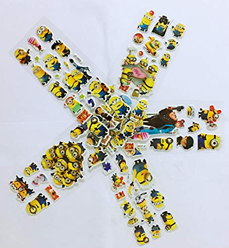 Chaoiwah Despicable me Stickers Minion Sticker 3D 4 Sheets and one More Free Totally 5 Sheets per Pack-Despicable Me