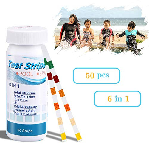 COZYMATE Pool Test Strips, 6 in 1 Spa Test Strips for Hot Tubs, PH, Total Chlorine&Alkalinity, Free Chlorine/Bromine, Cyanuric Acid. Total Hardness Test Strips COZYMATE Pool Test Strips, 6 in 1 Spa Test Strips for Hot Tubs, PH, Total Chlorine&Alkalinity, Free Chlorine/Bromine, Cyanuric Acid. Total Hardness Test Strips