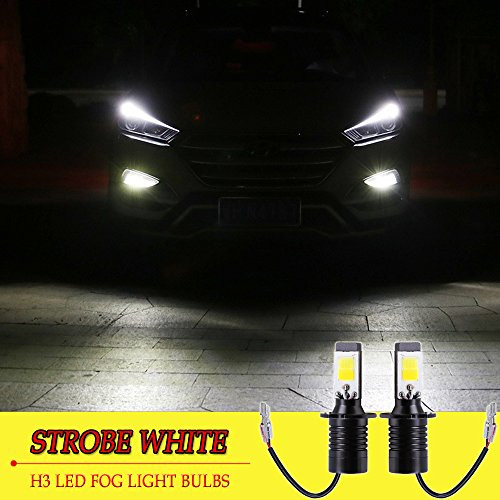 H3 Bulb LED Fog Lights White 6000K Strobe Flicker Daytime Running Lights DRL Lamps for Trucks Cars Kit Plug Error Free Replacement Bulbs 12V 30W 2800LM Super Bright COB Chips 1 Year Warranty?1797?