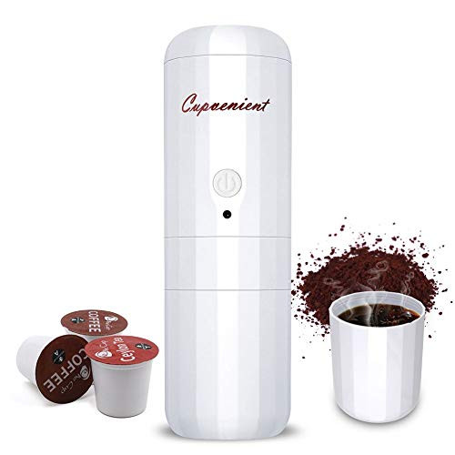 Coffee Brewer Cupvenient Portable Espresso Coffee Maker, Compatible with K-Cup Capsule and Ground Portable Coffee Machine, Battery-driven Coffee Tea Brewing, French Press Coffee & Tea Maker for Camping, Travel, Home and Office