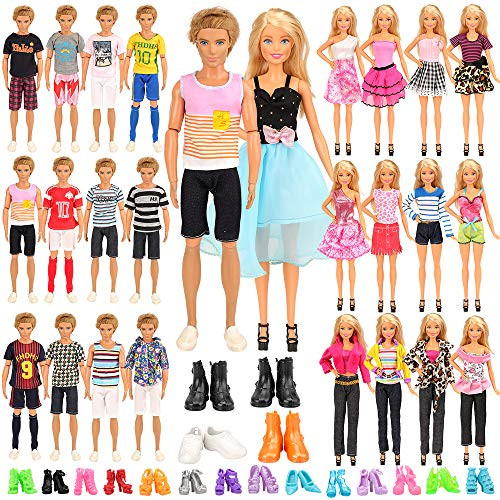 Miunana 34 Clothes and Shoes for Ken and Barbie| 10 Random Clothes & 4 Shoes for Ken + 10 Random Clothes & 10 Shoes for 11.5 Inch Doll Miunana 34 Clothes and Shoes for Ken and Barbie| 10 Random Clothes & 4 Shoes for Ken + 10 Random Clothes & 10 Shoes for 11.5 Inch Doll