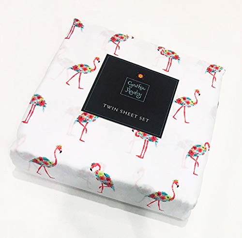 Cynthia Rowley Girls Floral Flamingo Twin Sheet Set | 100% Soft and Sturdy Microfiber
