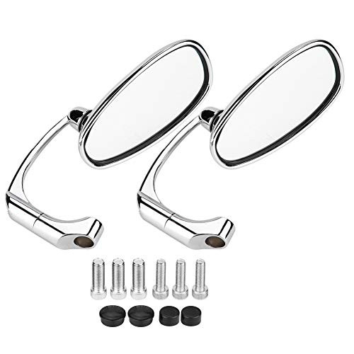 Acouto Motorcycle Rearview Mirrors with 8mm 10mm Bolt, 1 Pair Right and Left Side Motorcycle Rear View Mirror Silver Motorcycle Rearview Mirrors