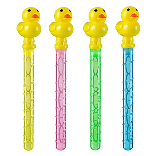 Colorful Bubble Wands Summer Toys 14 Inches, 4 Pack - Non-toxic Smelless Fun Indoor Outdoor Activity Bubble Maker Water Toy For Kids Child of All Ages Birthday Party, Bubble Party Favors