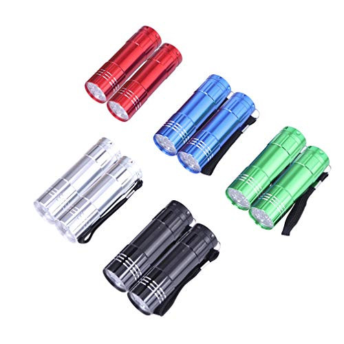 Mini Flashlights Set, Super Bright 9 LED Handheld Flashlights with Lanyard and AAA Batteries, LED Flashlight for Kids(10 Pack)
