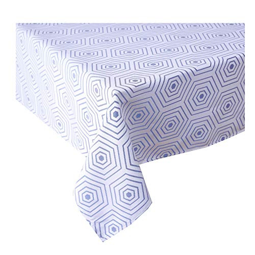 Jinlei Tablecloth for Kitchen Spill Proof Waterproof Dust-Proof Trellis Jacquard Table Fabric Cover Rectangle/Oblong 60 x 120 inches Blue