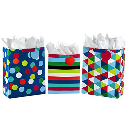 Hallmark Large and Extra Large Gift Bags Assortment with Tissue Paper for Birthdays, Father's Day, Graduations or Any Occasion (Pack of 3 - Celebrate) Hallmark Large and Extra Large Gift Bags Assortment with Tissue Paper for Birthdays, Father's Day, Graduations or Any Occasion (Pack of 3 - Celebrate)