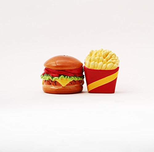 NEW! 4" Burger and Fries Magnetic Salt and Pepper Shakers