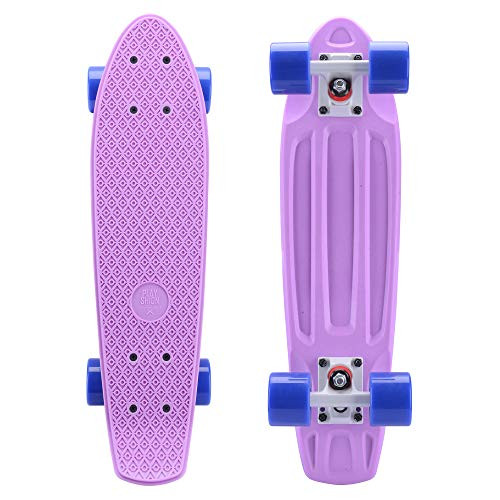Playshion Complete 22 Inch Mini Cruiser Skateboard for Beginner with Sturdy Deck Purple