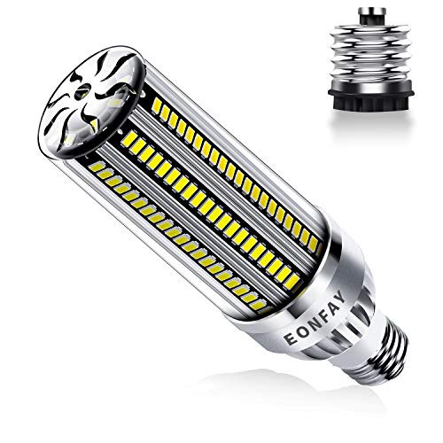 EONFAY-54W LED Corn Light Bulb, 6200 Lumen, 500Watt Equivalent, Cool Daylight, 6500K, E26 to E39 Mogul Base Adapter, for Large Area Commercial Lighting, Garage Warehouse Factory Bay and More