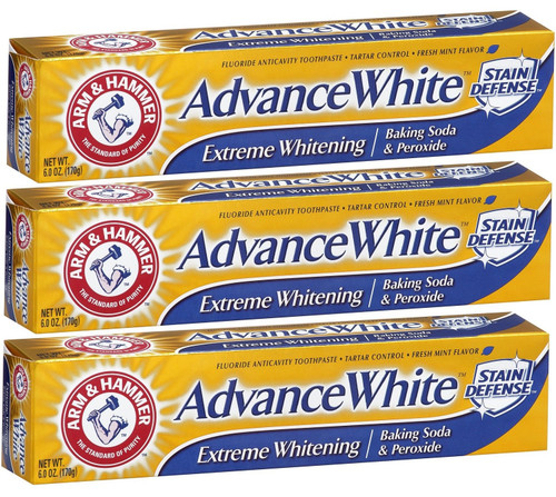 Arm & Hammer Advance White Baking Soda and Peroxide Toothpaste, Extreme Whitening, 6 Ounce (Pack of 3)