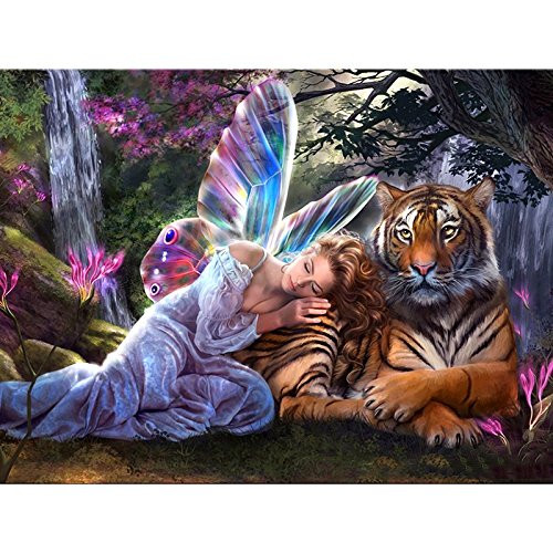 Full Drill 5D DIY Diamond Painting"Butterfly Fairy Tiger" 3D Embroidery Set Cross Stitch Mosaic Decor Gift