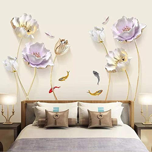 DERUN TRADING 3D Flower Wall Decor Stickers Decals Murals Home Décor Living Room Home Improvement Paint Wall Treatments Wall Decals Murals Decor Vinyl Removable Mural Paper
