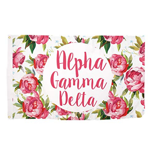 Alpha Gamma Delta Rose Pattern Letter Sorority Flag 3 Foot x 5 Foot Banner Greek Letter Sign Decor Alpha Gam