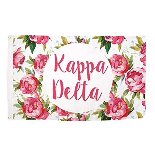 Kappa Delta Rose Pattern Letter Sorority Flag 3 Foot x 5 Foot Banner Greek Letter Sign Decor KD