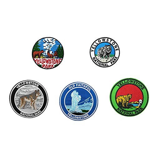5pcs Set Yellowstone National Park Embroidered Iron on sew on Patches Nature Badge 5pcs Set Yellowstone National Park Embroidered Iron on sew on Patches Nature Badge