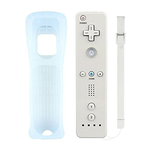 Wii Remote Controller, Replacement Remote Game Controller with Silicone Case and Wrist Strap for Nintendo Wii and Wii U (White)