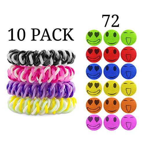 Mosquito Repellent Bracelet | [Individually Packaged] | Bug Repellent Bracelet, Insect Repellent Bracelet for Kids with Citronella Oil | Deet Free | Pack of 10 | 72 Mosquito Repellent Stickers