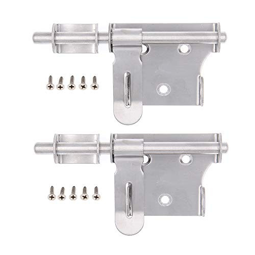 LWZH Sliding Bolt Gate Door Latch Lock, 6 Inch Stainless Steel Security Barrel Latch Hasp with Padlock Hole for Fence Interior Door Brushed Finish 2 Packs