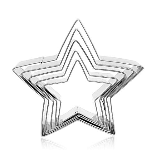 XYBAGS Star Cookie Cutter Set, 5 Piece - 3 2/5", 3", 2 3/5", 2 1/5", 1 7/8", Stainless Steel Star Shaped Biscuit Pastry Cutters