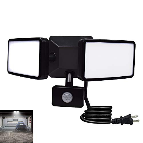 DLLT Outdoor Motion Sensor Light-20W Brightest Led Flood Light Fixture IP65 Sensitive Exterior Led Security Detector Lights Plug in 2-Adjustable Heads,1500LM Daylight for Garage Outside Yard Garden DLLT Outdoor Motion Sensor Light-20W Brightest Led Flood Light Fixture IP65 Sensitive Exterior Led Security Detector Lights Plug in 2-Adjustable Heads,1500LM Daylight for Garage Outside Yard Garden