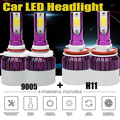 WISWIS H11 + 9005 LED Combo Headlight Bulb Kit High Low Beam Replacement for 2007-2015 Chevy Silverado 1500-4Pcs Set