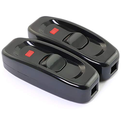 E-outstanding 2 PCS On/Off Black Button Inline Cord Switch for Table Lamp Desk Light Bed Lamp 10A 250V