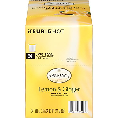 Twinings of London Lemon & Ginger Herbal Tea for Keurig, 24 Count