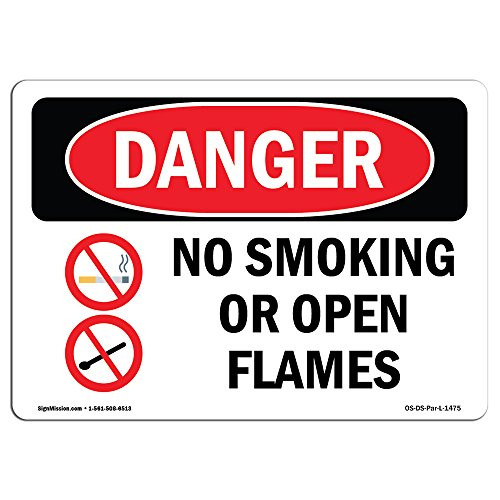 OSHA Danger Sign - No Smoking Or Open Flames | Aluminum Sign | Protect Your Business, Construction Site, Warehouse & Shop Area |  Made in The USA