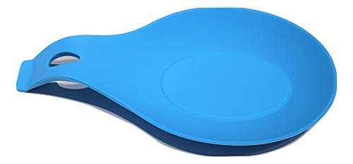 Flexible Silicone Spoon Rest | Spoon Rests for Kitchen | Spoon Holder | Silicone Utensils | Ladle Holder | Spoon Holder for Kitchen | Utensil Rest | Kitchen Spoon Rest (Blue, 1)