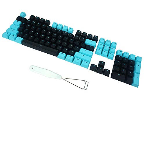 ABS Keycaps 104 Keys Cherry MX Blue Switches Key Caps with Keycaps Puller for DIY Mechanical Keyboard (Blue Black)
