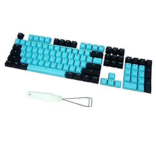 ABS Keycaps 104 Keys Cherry MX Blue Switches Key Caps with Keycaps Puller for DIY Mechanical Keyboard (Black Blue)