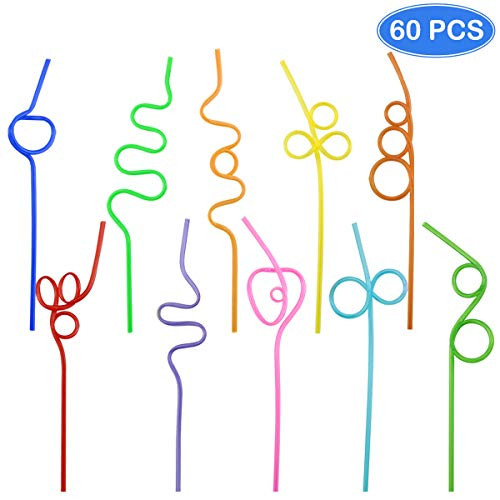 DLOnline Pack of 60 Crazy Loop Straws, Crazy Reusable Drinking Straws Silly Colorful Reusable Drinking Straws, Great For Parties, Carnivals, Fun, BPA and PFOA Free DLOnline Pack of 60 Crazy Loop Straws, Crazy Reusable Drinking Straws Silly Colorful Reusable Drinking Straws, Great For Parties, Carnivals, Fun, BPA and PFOA Free