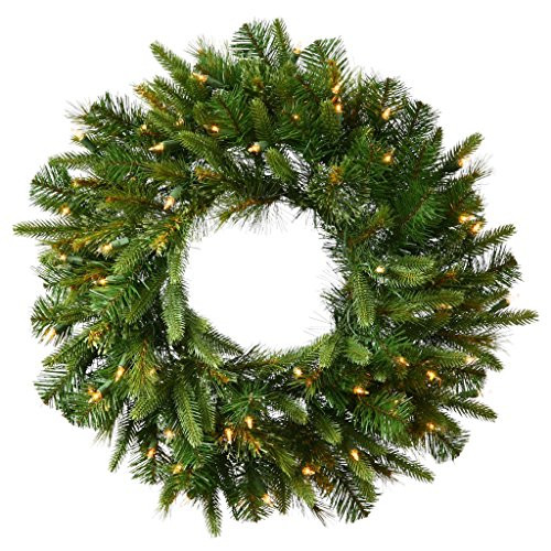 Vickerman Pre-Lit Cashmere Pine Wreath with 100 Clear Dura-Lit Lights, 42-Inch, Green