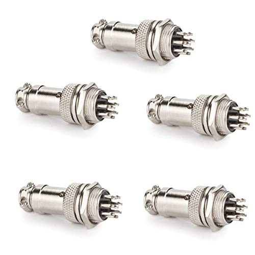 DIYhz GX16 8 Pins Panel Metal Mount Circular Metal Aviation Connector Adapter Male Female Plug Socket (5 Pcs)