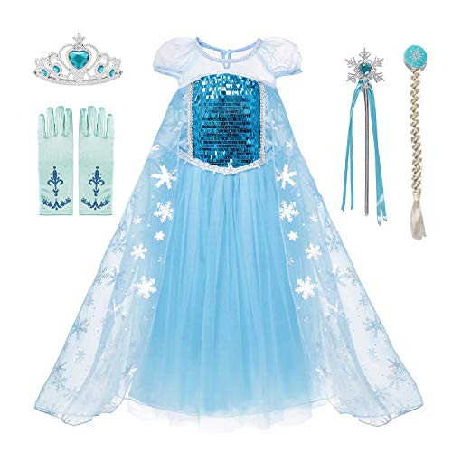 DOCHEER aibeiboutique Snow Queen Princess Elsa Costume Toddler Girls Sequins Dress Up,9-10 Years DOCHEER aibeiboutique Snow Queen Princess Elsa Costume Toddler Girls Sequins Dress Up,9-10 Years