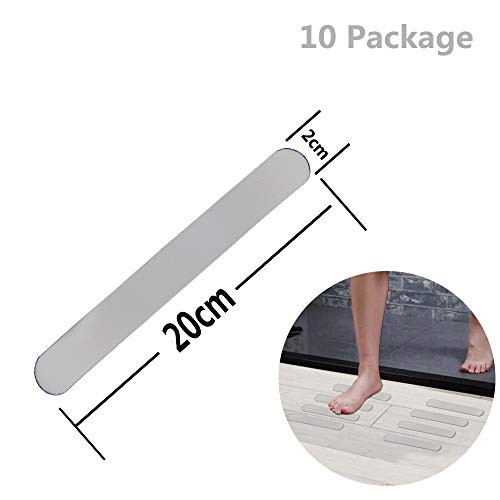 Dogxiong 10pcs 8In x 0.8In Safety Shower Treads Stickers Bathtub Non Slip Stickers, Anti Skid Tape for Shower,Tub,Steps, Floor-Strength Adhesive Grip Appliques for Baby,Senior,Adult