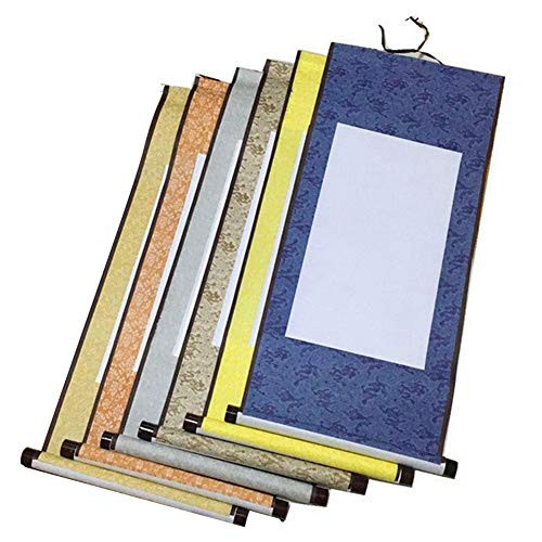 Echaprey 6pcs Blank Mounting Hanging Wall Scrolls Set for Kanji, Sumi and Chinese Calligraphy