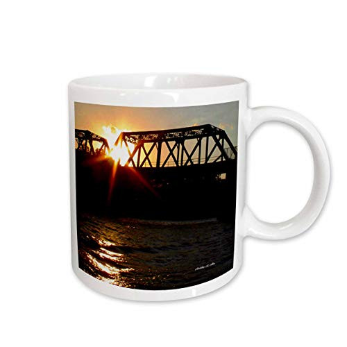 3dRose The Truss Bridge Sunset Ceramic Mug, 11-Ounce
