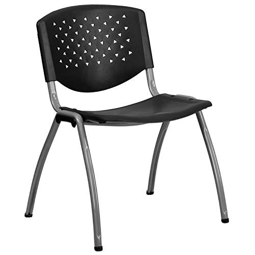 Flash Furniture HERCULES Series 880 lb. Capacity Black Plastic Stack Chair with Titanium Frame Flash Furniture HERCULES Series 880 lb. Capacity Black Plastic Stack Chair with Titanium Frame
