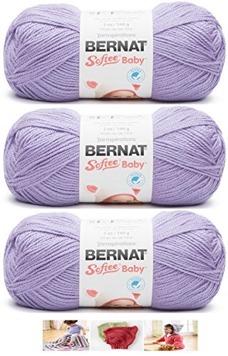 Bernat Softee Baby Acrylic Yarn 3 Pack Bundle Includes 3 Patterns DK Light Worsted #3 (Lavender)