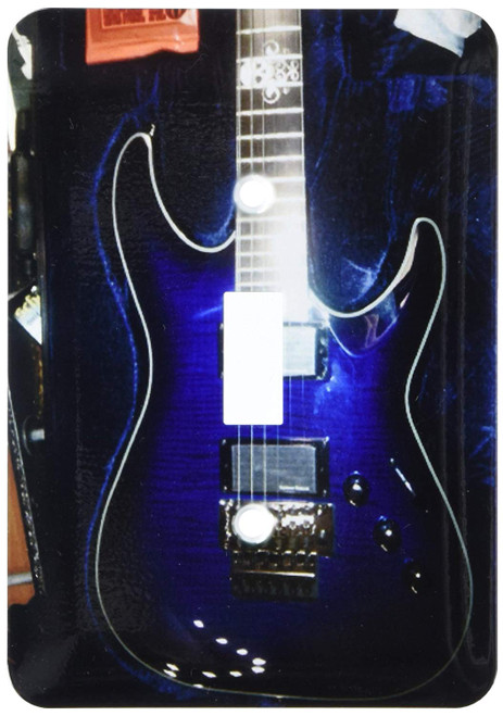3dRose lsp_194734_1 Print of Blue Electric Guitar with Chrome Skull Single Toggle Switch