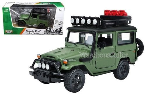 New 1:24 W/B MOTOR MAX COLLECTION - GREEN 4X4 OVERLANDERS TOYOTA FJ40 LAND CRUISER Diecast Model Car By MOTOR MAX