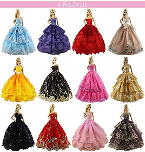 ZITA ELEMENT Lot 6 Pcs Fashion Handmade Dress for 11.5 Inch Girl Doll Clothes Outfits Xmas Gift