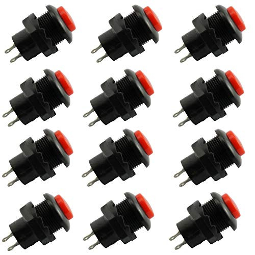 Youliang 12PCS 12mm Self-Locking Latching Push Button Switch With 2 Pins 250V 1A AC Red