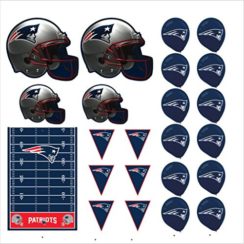 New England Patriots Football Decorations: Wall Helmet Cutouts, Balloons, Pennant Banner & Table Cover