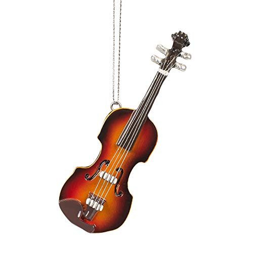 Midwest-CBK Violin Natural Brown 4 x 2 Resin Stone Christmas Decorative Hanging Ornament