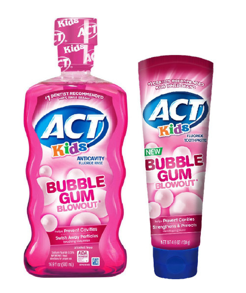 ACT Kids Bubblegum Blowout Mouthwash and Toothpaste ACT Kids Bubblegum Blowout Mouthwash and Toothpaste