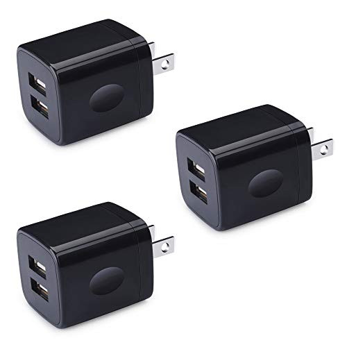 USB Wall Charger 3 Pack, GiGreen 2.1A Dual Port USB Cube Plug Fast Charging Block Power Adapter Compatible iPhone XS Max 8 7 6S, Samsung Galaxy S10+ S9+ S8 S6 Edge, LG G8 G7 G6 V35 V40 ThinQ, Moto G6